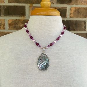 Handmade Mother of Pearl Cameo Pendant Necklace